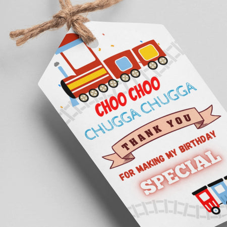 Train Theme Thank You Cards & Return Gift Tags - 30Pcs, 2x3.5, 250 GSM Cardstock, Green & Black (Train)