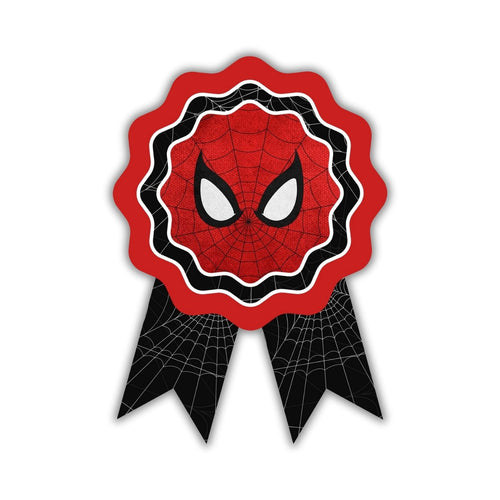 Load image into Gallery viewer, Spider Super Hero Theme Birthday Badges for Kids – 4x3 Inch 250gsm Cardstock with Pin | PartyDecor Mall (Spider Super Hero)
