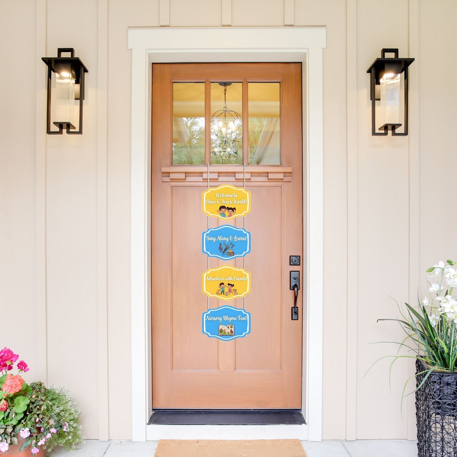 Sing Along & Learn Door/Wall Hanging Dangler- (42 Inches/250 GSM Cardstock/Yellow & Blue/6Pcs)
