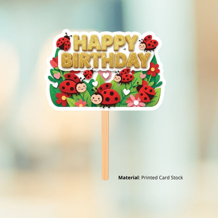 Ladybug Birthday Cake Topper for Kids | Premium 300 GSM Cardstock | Cute Cartoon Party Decoration | Cake Decoration Topper for Birthday Party Supplies