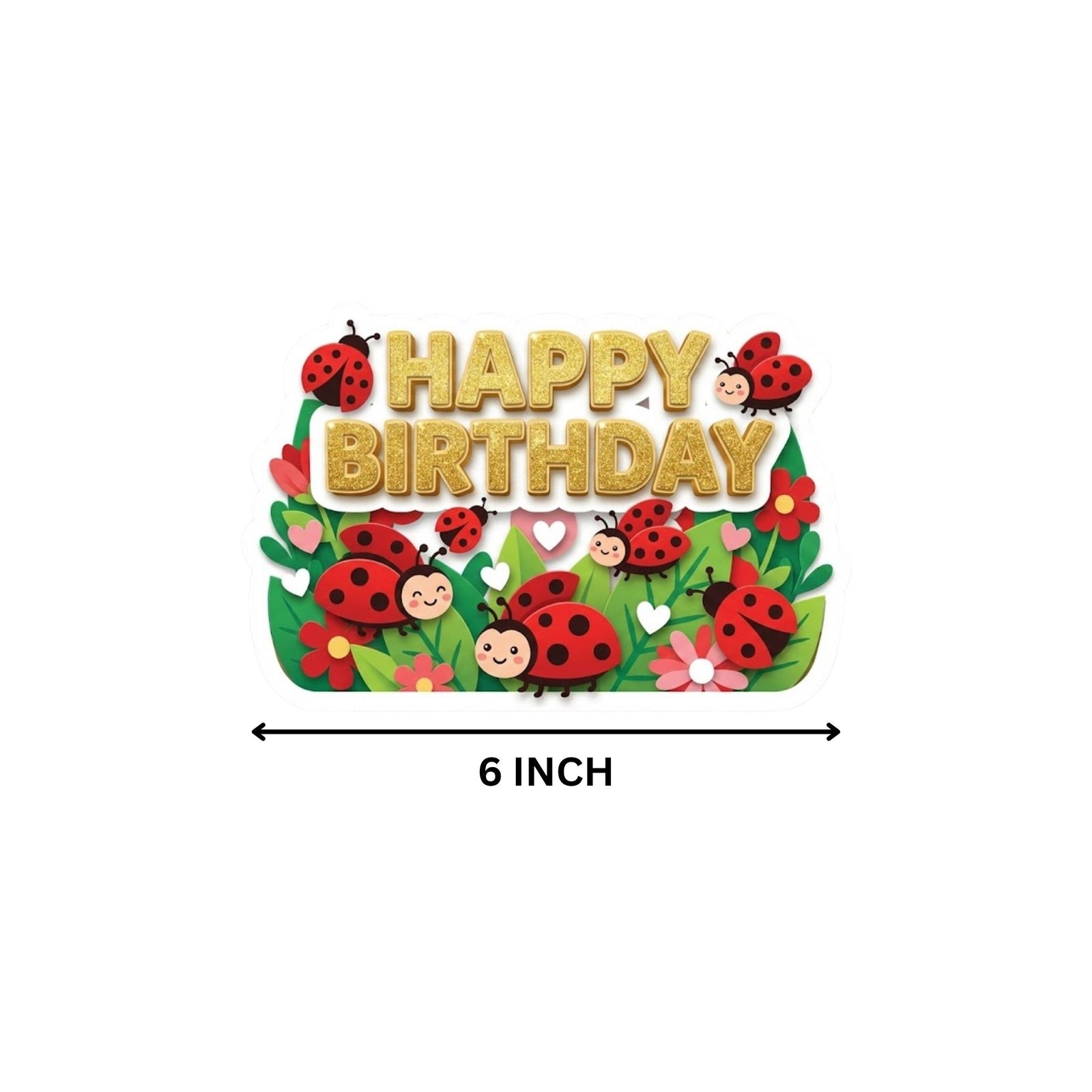 Ladybug Birthday Cake Topper for Kids | Premium 300 GSM Cardstock | Cute Cartoon Party Decoration | Cake Decoration Topper for Birthday Party Supplies