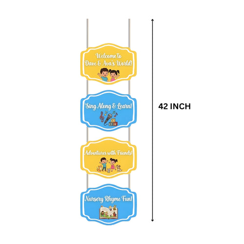 Load image into Gallery viewer, Sing Along &amp; Learn Door/Wall Hanging Dangler- (42 Inches/250 GSM Cardstock/Yellow &amp; Blue/6Pcs)
