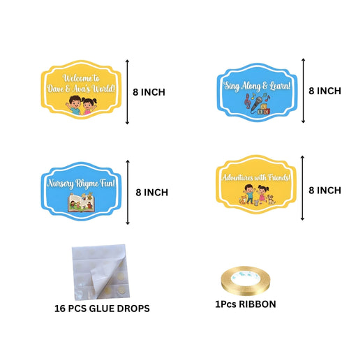 Load image into Gallery viewer, Sing Along &amp; Learn Door/Wall Hanging Dangler- (42 Inches/250 GSM Cardstock/Yellow &amp; Blue/6Pcs)
