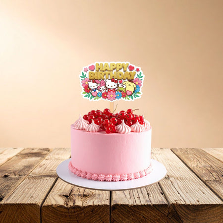 Hello Kitty Birthday Cake Topper for Kids | Premium 300 GSM Cardstock | Cute Cartoon Party Decoration | Cake Decoration Topper for Birthday Party Supplies