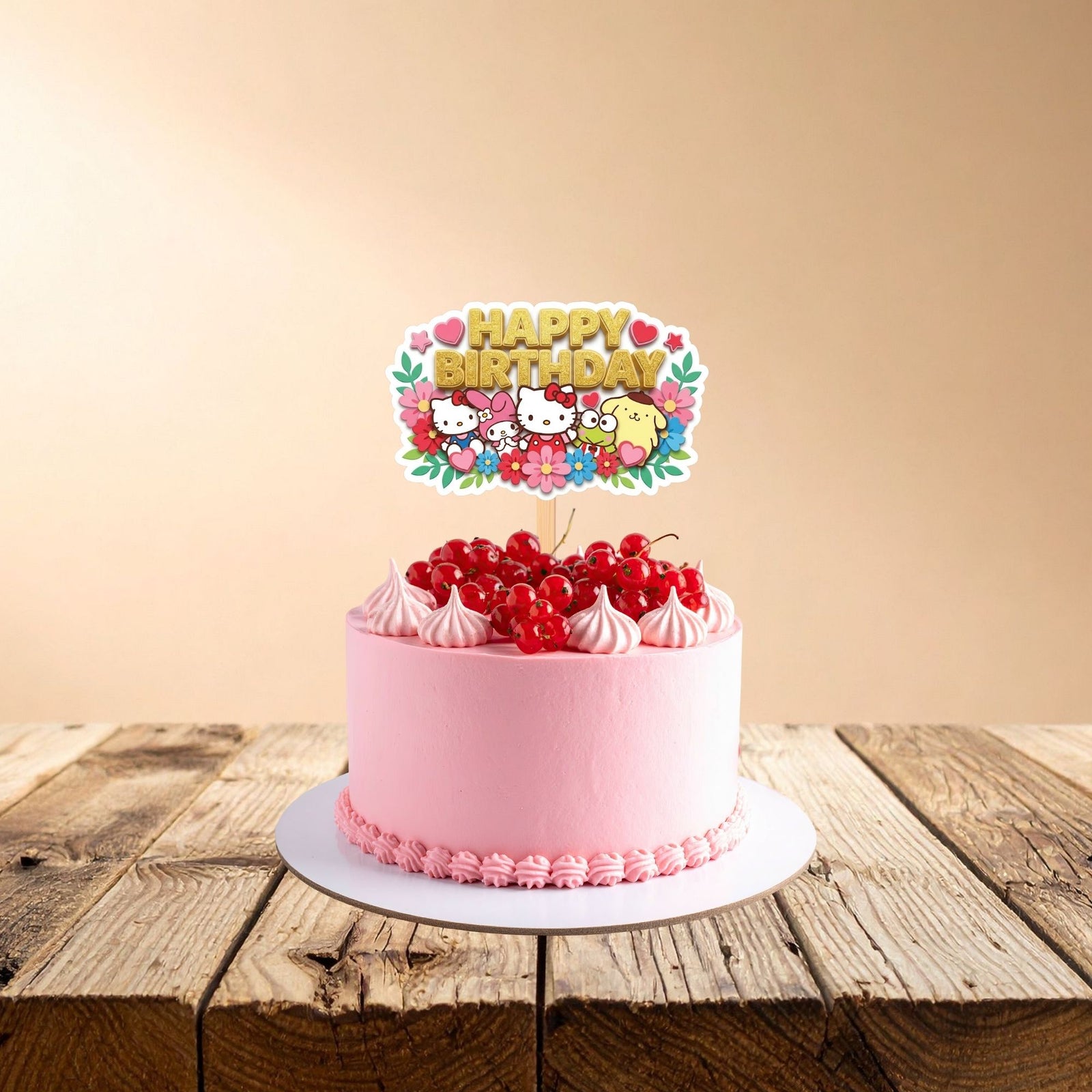 Hello Kitty Birthday Cake Topper for Kids | Premium 300 GSM Cardstock | Cute Cartoon Party Decoration | Cake Decoration Topper for Birthday Party Supplies