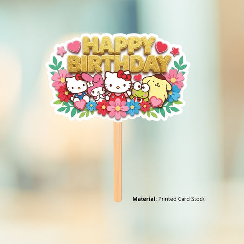 Load image into Gallery viewer, Hello Kitty Birthday Cake Topper for Kids | Premium 300 GSM Cardstock | Cute Cartoon Party Decoration | Cake Decoration Topper for Birthday Party Supplies
