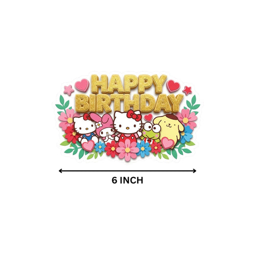 Load image into Gallery viewer, Hello Kitty Birthday Cake Topper for Kids | Premium 300 GSM Cardstock | Cute Cartoon Party Decoration | Cake Decoration Topper for Birthday Party Supplies
