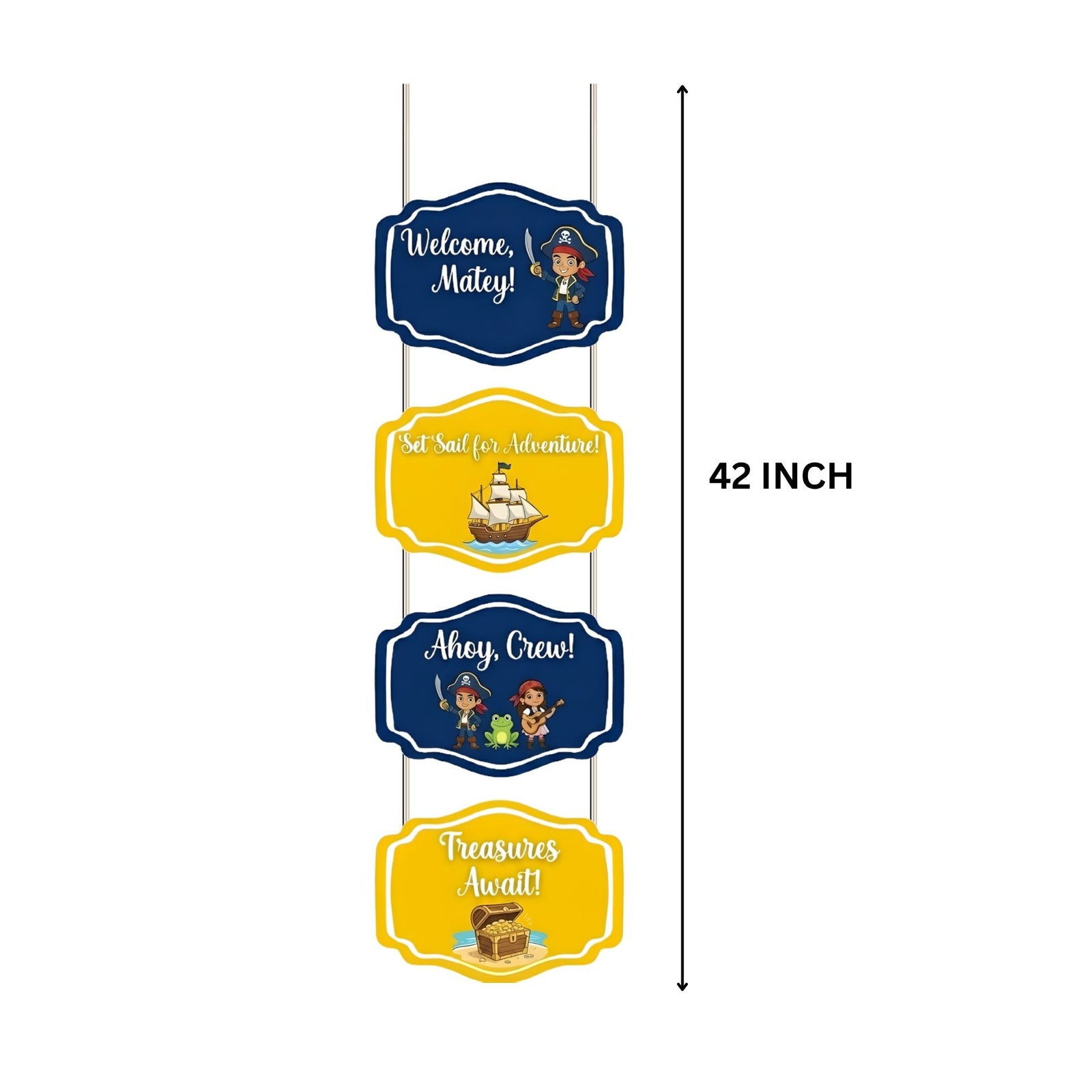 Set Sail For Adventur Door/Wall Hanging Dangler- (42 Inches/250 GSM Cardstock/Yellow & Blue/6Pcs)