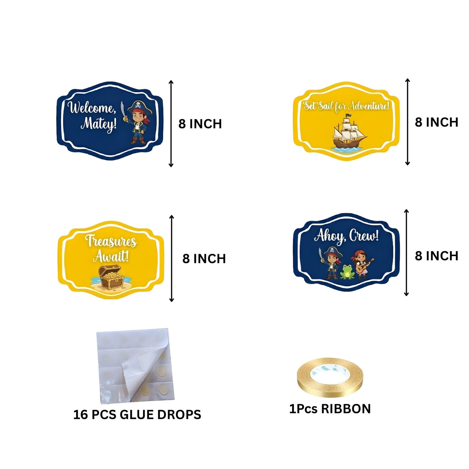Set Sail For Adventur Door/Wall Hanging Dangler- (42 Inches/250 GSM Cardstock/Yellow & Blue/6Pcs)