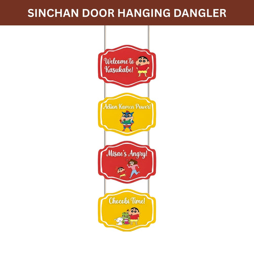 Load image into Gallery viewer, Sinchan Door/Wall Hanging Dangler- (42 Inches/250 GSM Cardstock/Red &amp; Yellow/6Pcs)

