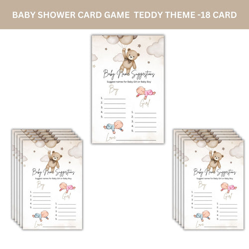 Load image into Gallery viewer, Baby Shower Games Card Pack - 18 High-Quality 300gsm Cards for Fun &amp; Exciting Celebration(Baby Name Suggestions)
