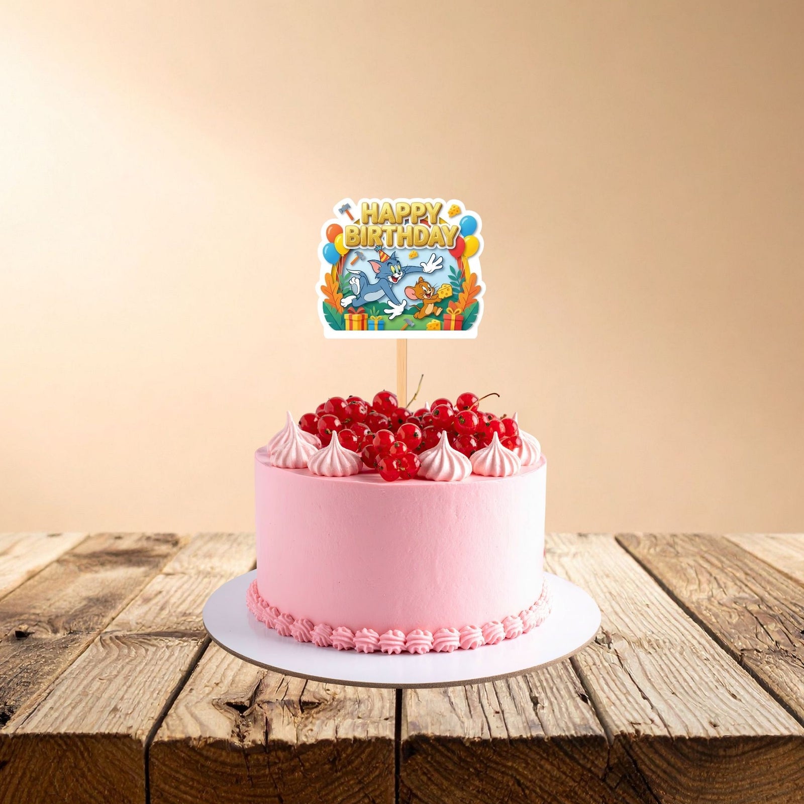 Tom And Jerry Birthday Cake Topper for Kids | Premium 300 GSM Cardstock | Cute Cartoon Party Decoration | Cake Decoration Topper for Birthday Party Supplies