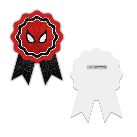 Spider Super Hero Theme Birthday Badges for Kids – 4x3 Inch 250gsm Cardstock with Pin | PartyDecor Mall (Spider Super Hero)