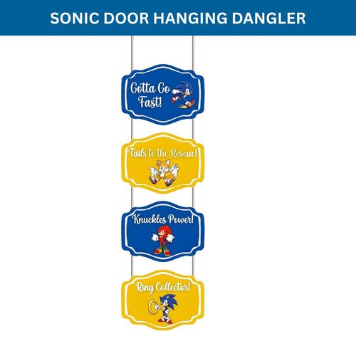 Load image into Gallery viewer, Sonic Door/Wall Hanging Dangler- (42 Inches/250 GSM Cardstock/Blue &amp; Yellow/6Pcs)
