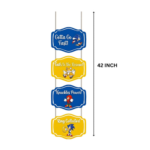 Load image into Gallery viewer, Sonic Door/Wall Hanging Dangler- (42 Inches/250 GSM Cardstock/Blue &amp; Yellow/6Pcs)
