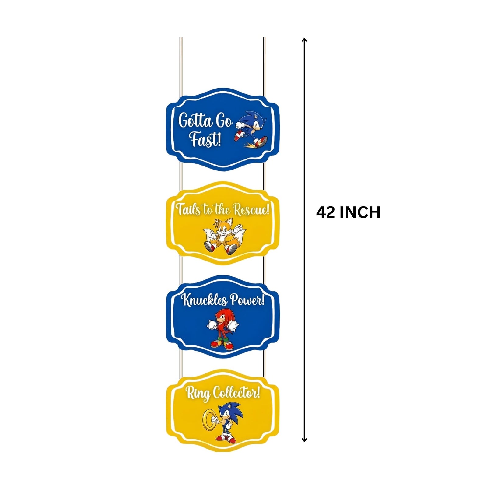 Sonic Door/Wall Hanging Dangler- (42 Inches/250 GSM Cardstock/Blue & Yellow/6Pcs)