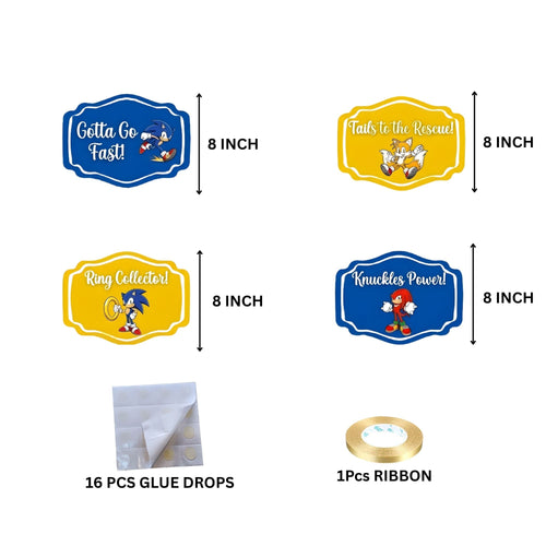 Load image into Gallery viewer, Sonic Door/Wall Hanging Dangler- (42 Inches/250 GSM Cardstock/Blue &amp; Yellow/6Pcs)
