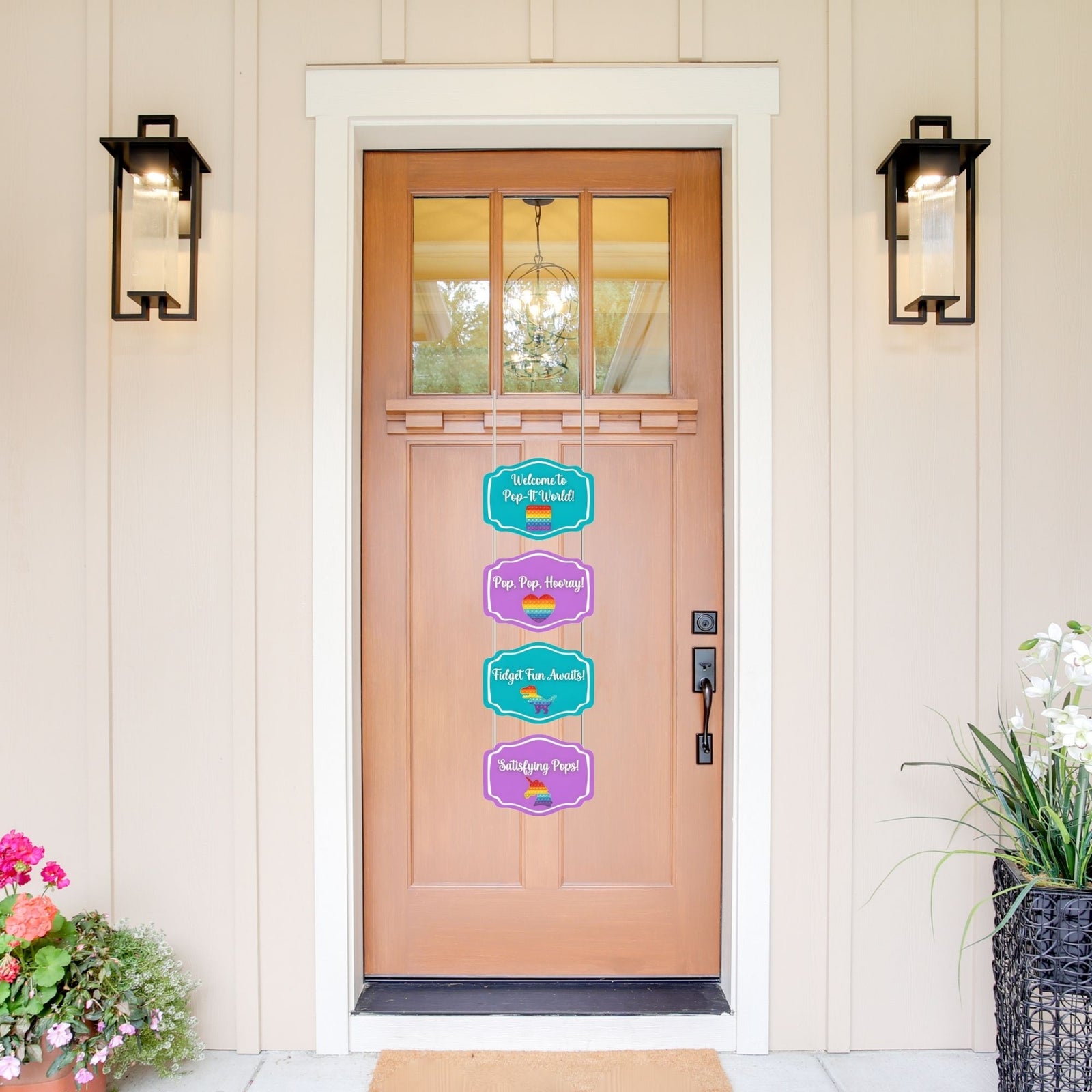 Pop It Door/Wall Hanging Dangler- (42 Inches/250 GSM Cardstock/Purple & Blue/6Pcs)