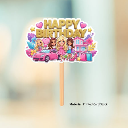 Barbie Birthday Cake Topper for Kids | Premium 300 GSM Cardstock | Cute Cartoon Party Decoration | Cake Decoration Topper for Birthday Party Supplies