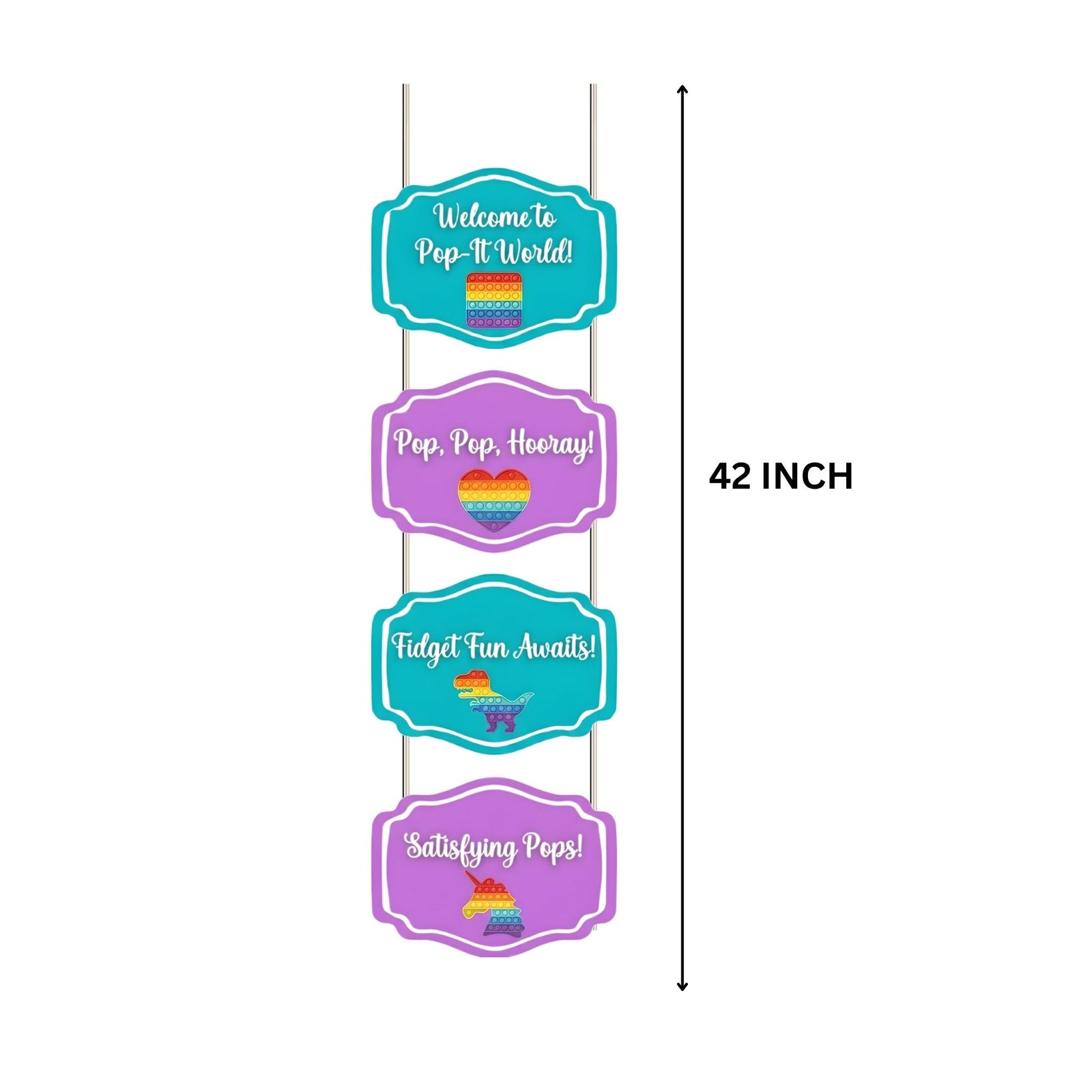 Pop It Door/Wall Hanging Dangler- (42 Inches/250 GSM Cardstock/Purple & Blue/6Pcs)