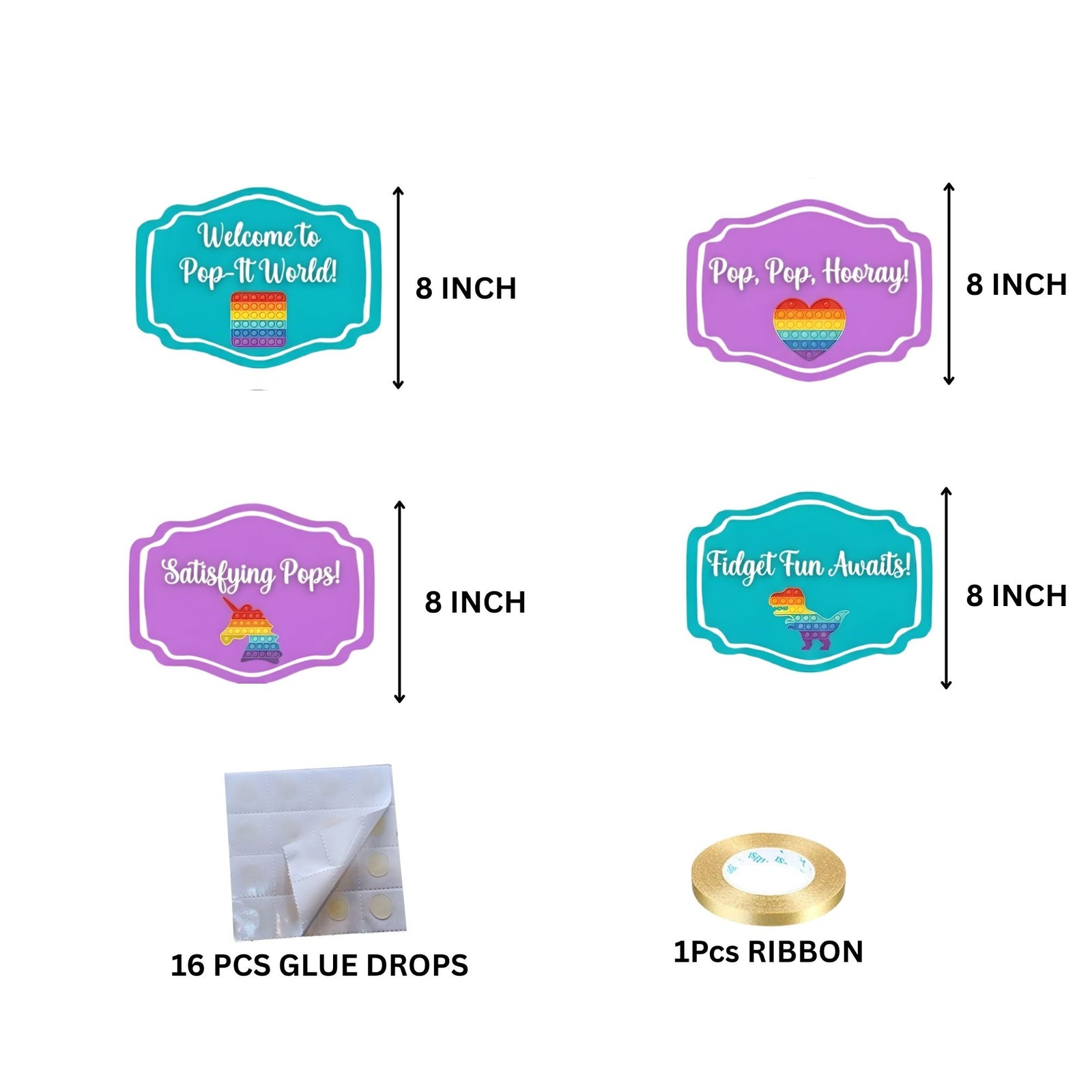 Pop It Door/Wall Hanging Dangler- (42 Inches/250 GSM Cardstock/Purple & Blue/6Pcs)