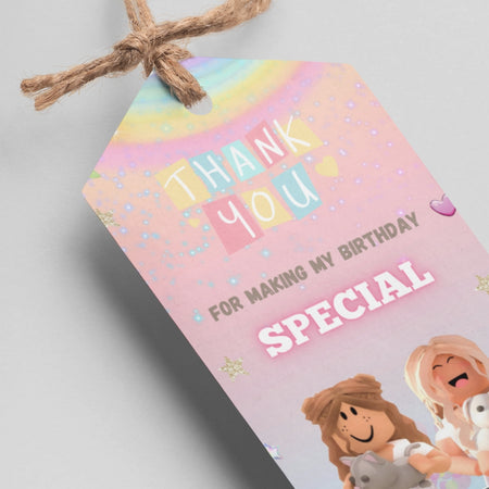 Roblox - Girl Theme Thank You Cards & Return Gift Tags - 30Pcs, 2x3.5, 250 GSM Cardstock, Green & Black (Roblox - Girl)
