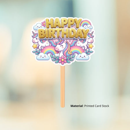Unicorn Birthday Cake Topper for Kids | Premium 300 GSM Cardstock | Cute Cartoon Party Decoration | Cake Decoration Topper for Birthday Party Supplies