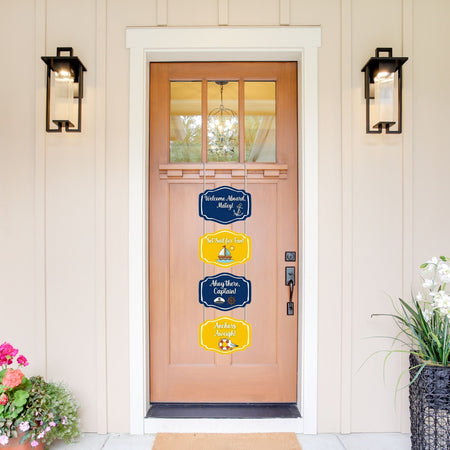 Sea Captain Door/Wall Hanging Dangler- (42 Inches/250 GSM Cardstock/Blue & Yellow/6Pcs)