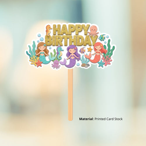 Load image into Gallery viewer, Mermaid Kid Birthday Cake Topper for Kids | Premium 300 GSM Cardstock | Cute Cartoon Party Decoration | Cake Decoration Topper for Birthday Party Supplies
