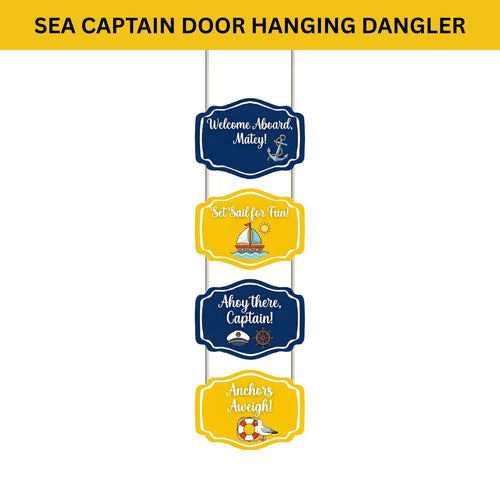 Load image into Gallery viewer, Sea Captain Door/Wall Hanging Dangler- (42 Inches/250 GSM Cardstock/Blue &amp; Yellow/6Pcs)
