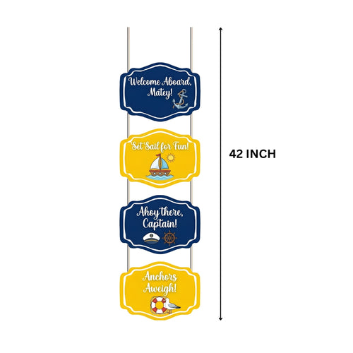 Load image into Gallery viewer, Sea Captain Door/Wall Hanging Dangler- (42 Inches/250 GSM Cardstock/Blue &amp; Yellow/6Pcs)
