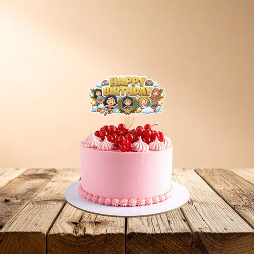 Load image into Gallery viewer, Wonder Woman Kid Birthday Cake Topper for Kids | Premium 300 GSM Cardstock | Cute Cartoon Party Decoration | Cake Decoration Topper for Birthday Party Supplies
