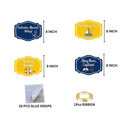 Load image into Gallery viewer, Sea Captain Door/Wall Hanging Dangler- (42 Inches/250 GSM Cardstock/Blue &amp; Yellow/6Pcs)

