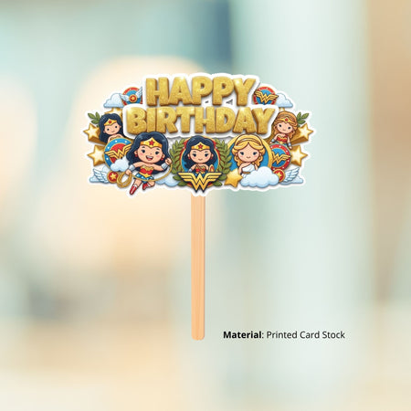 Wonder Woman Kid Birthday Cake Topper for Kids | Premium 300 GSM Cardstock | Cute Cartoon Party Decoration | Cake Decoration Topper for Birthday Party Supplies