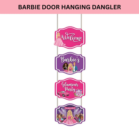 Barbie Door/Wall Hanging Dangler- (42 Inches/250 GSM Cardstock/Purple & Pink/6Pcs)