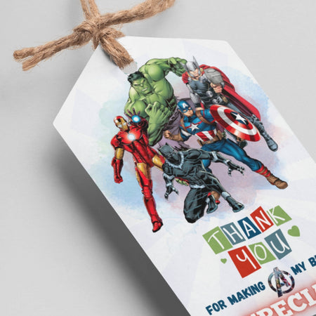 Avengers Theme Thank You Cards & Return Gift Tags - 30Pcs, 2x3.5, 250 GSM Cardstock, Green & Black (Avengers)