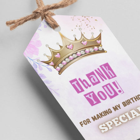 Princess Theme Thank You Cards & Return Gift Tags - 30Pcs, 2x3.5, 250 GSM Cardstock, Green & Black (Princess)