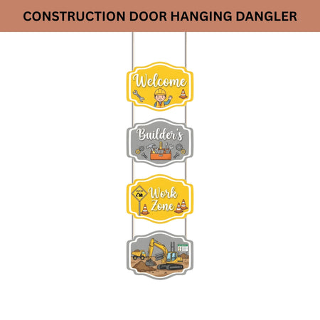 Construction Door/Wall Hanging Dangler- (42 Inches/250 GSM Cardstock/Gray & Yellow/6Pcs)