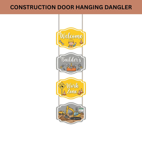 Load image into Gallery viewer, Construction Door/Wall Hanging Dangler- (42 Inches/250 GSM Cardstock/Gray &amp; Yellow/6Pcs)
