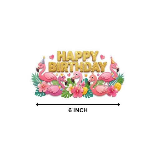 Load image into Gallery viewer, Flamingo Birthday Cake Topper for Kids | Premium 300 GSM Cardstock | Cute Cartoon Party Decoration | Cake Decoration Topper for Birthday Party Supplies
