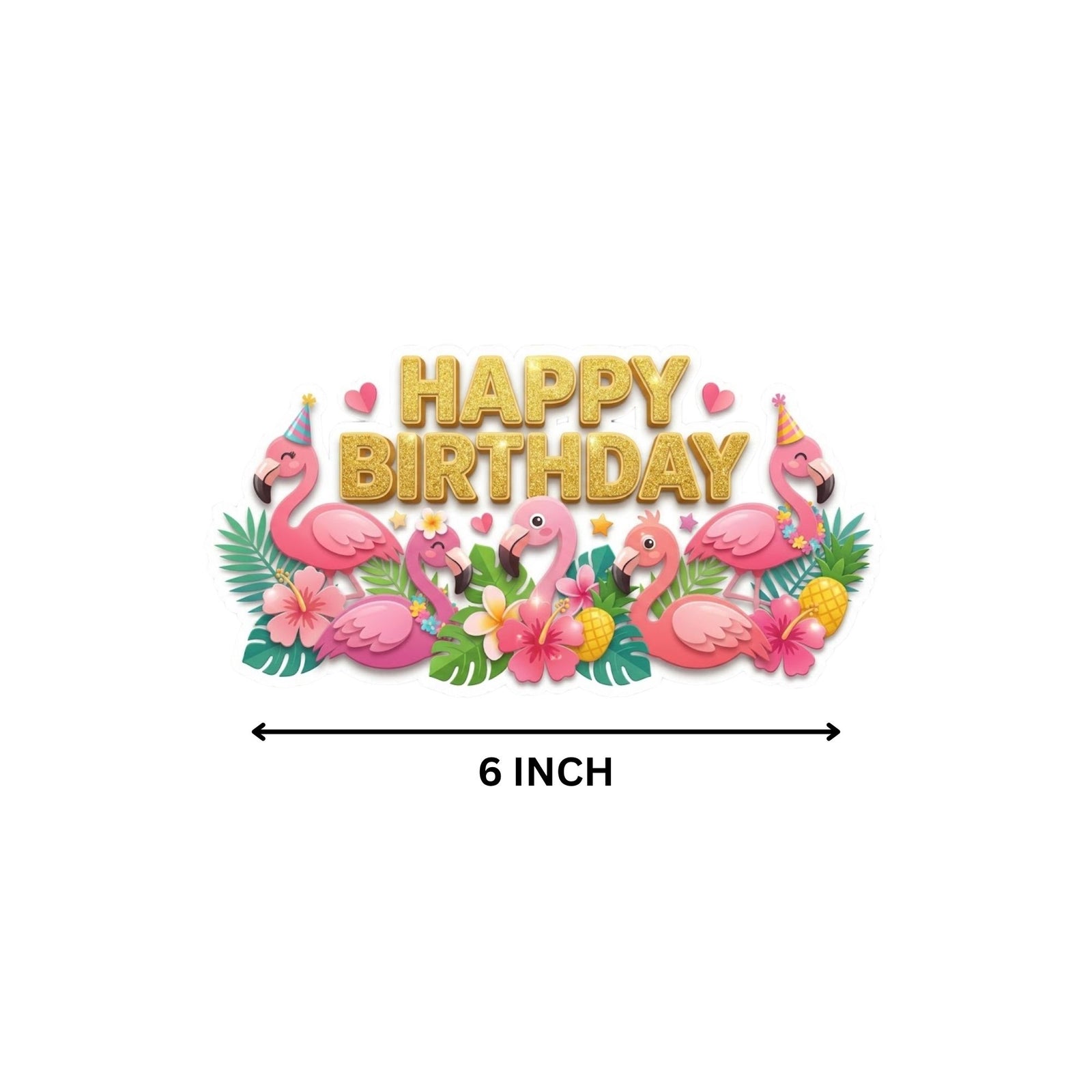 Flamingo Birthday Cake Topper for Kids | Premium 300 GSM Cardstock | Cute Cartoon Party Decoration | Cake Decoration Topper for Birthday Party Supplies