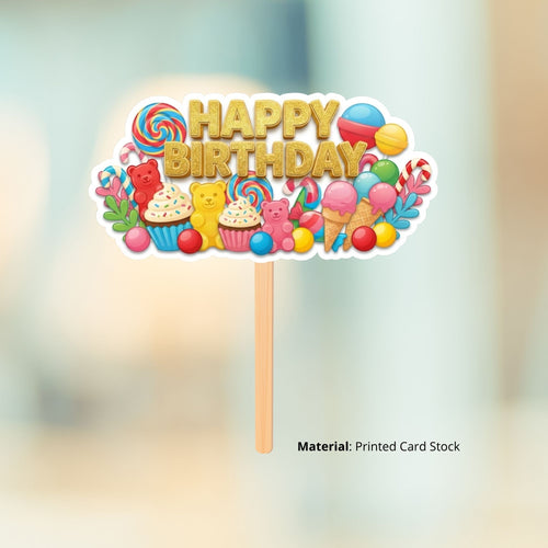 Load image into Gallery viewer, Candyland Birthday Cake Topper for Kids | Premium 300 GSM Cardstock | Cute Cartoon Party Decoration | Cake Decoration Topper for Birthday Party Supplies
