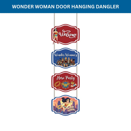 Wonder Woman Door/Wall Hanging Dangler- (42 Inches/250 GSM Cardstock/Red & Blue/6Pcs)