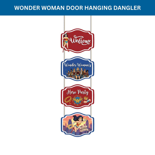 Load image into Gallery viewer, Wonder Woman Door/Wall Hanging Dangler- (42 Inches/250 GSM Cardstock/Red &amp; Blue/6Pcs)
