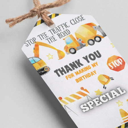 Construction Theme Thank You Cards & Return Gift Tags - 30Pcs, 2x3.5, 250 GSM Cardstock, Green & Black (Construction)