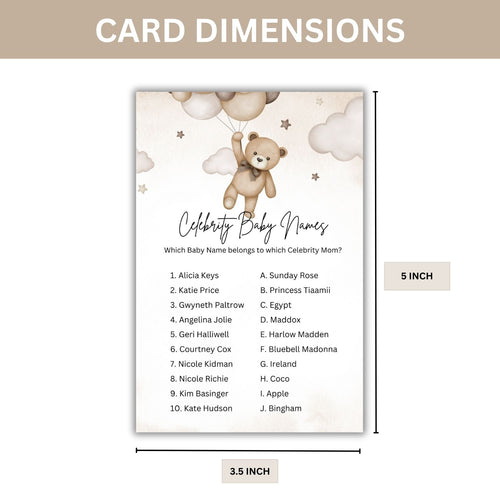 Load image into Gallery viewer, Baby Shower Games Card Pack - 18 High-Quality 300gsm Cards for Fun &amp; Exciting Celebration(Celebrity Baby Names)
