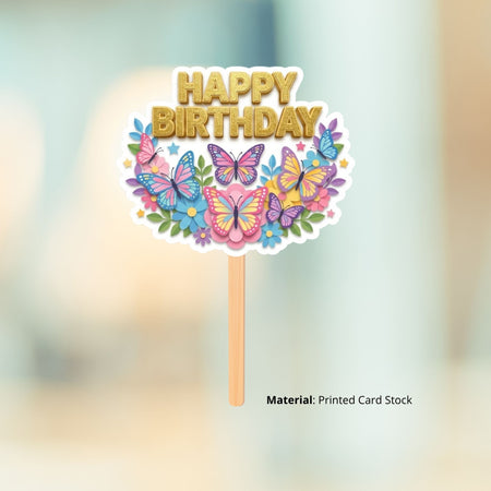 Butterfly  Birthday Cake Topper for Kids | Premium 300 GSM Cardstock | Cute Cartoon Party Decoration | Cake Decoration Topper for Birthday Party Supplies