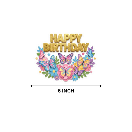 Load image into Gallery viewer, Butterfly  Birthday Cake Topper for Kids | Premium 300 GSM Cardstock | Cute Cartoon Party Decoration | Cake Decoration Topper for Birthday Party Supplies
