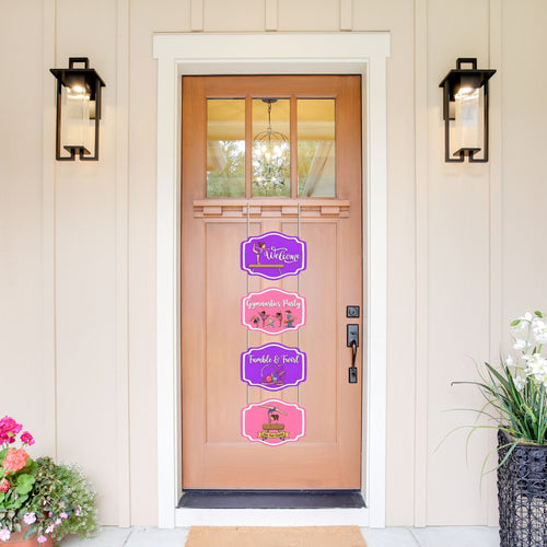 Load image into Gallery viewer, Gymnastics Door/Wall Hanging Dangler- (42 Inches/250 GSM Cardstock/Pink &amp; Purple/6Pcs)
