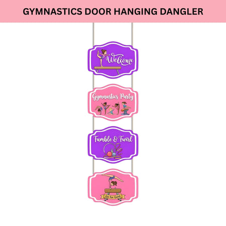 Gymnastics Door/Wall Hanging Dangler- (42 Inches/250 GSM Cardstock/Pink & Purple/6Pcs)
